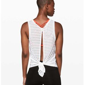 LULULEMON White Stripe Meet Halfway Tie Tank Top